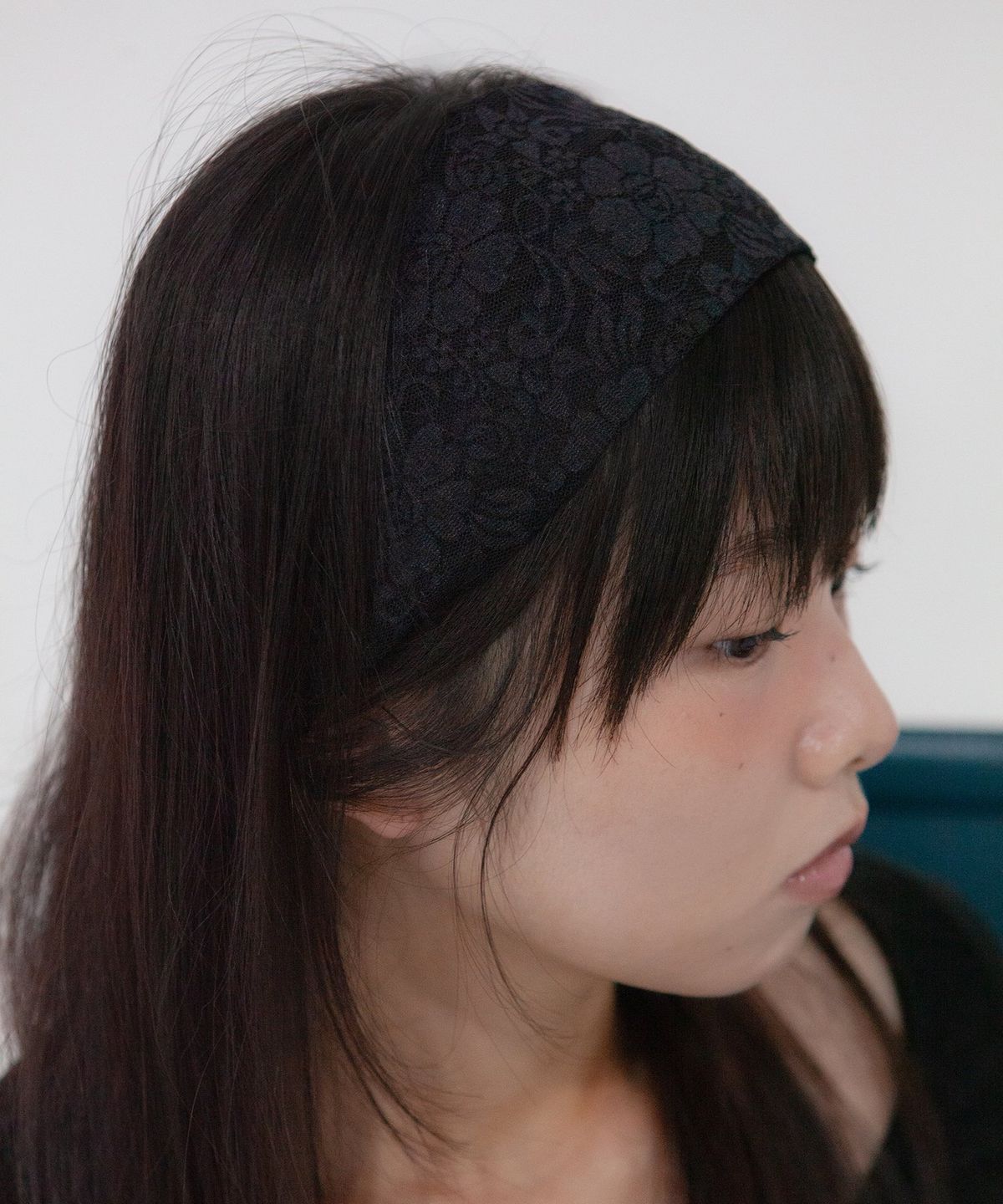 지지(GEEGEE) flower lace hair band - black