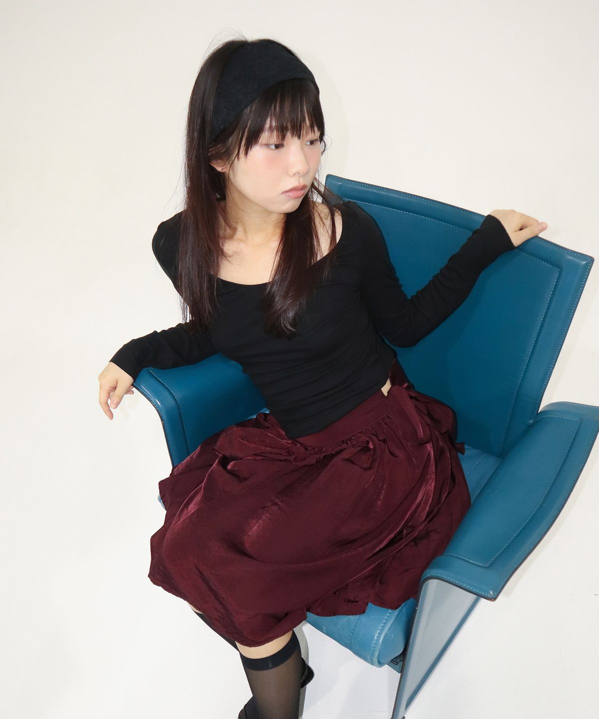 지지(GEEGEE) flower lace hair band - black