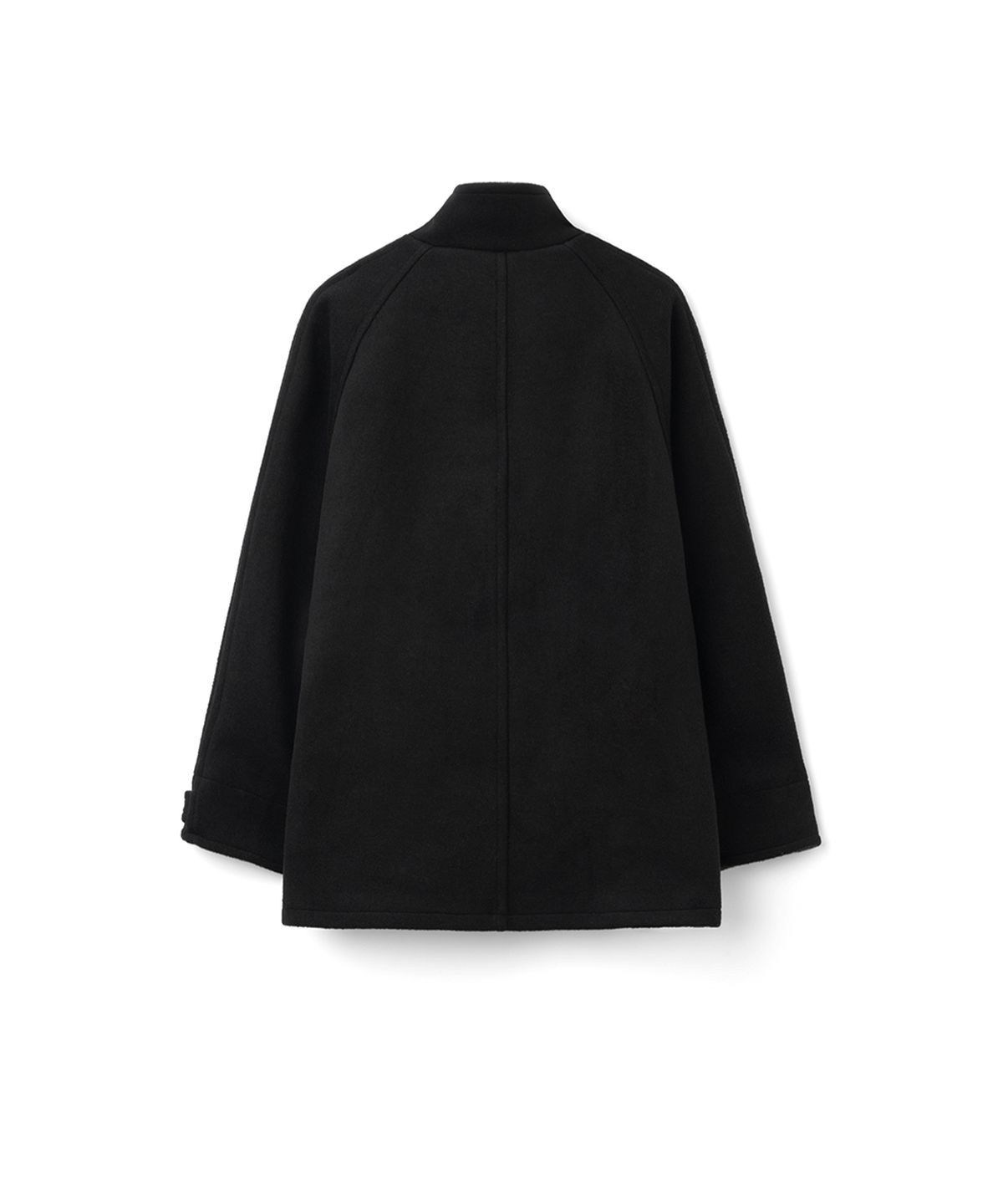이요우아(IYOWUAH) Wool Blend Duffle Half Coat, Black