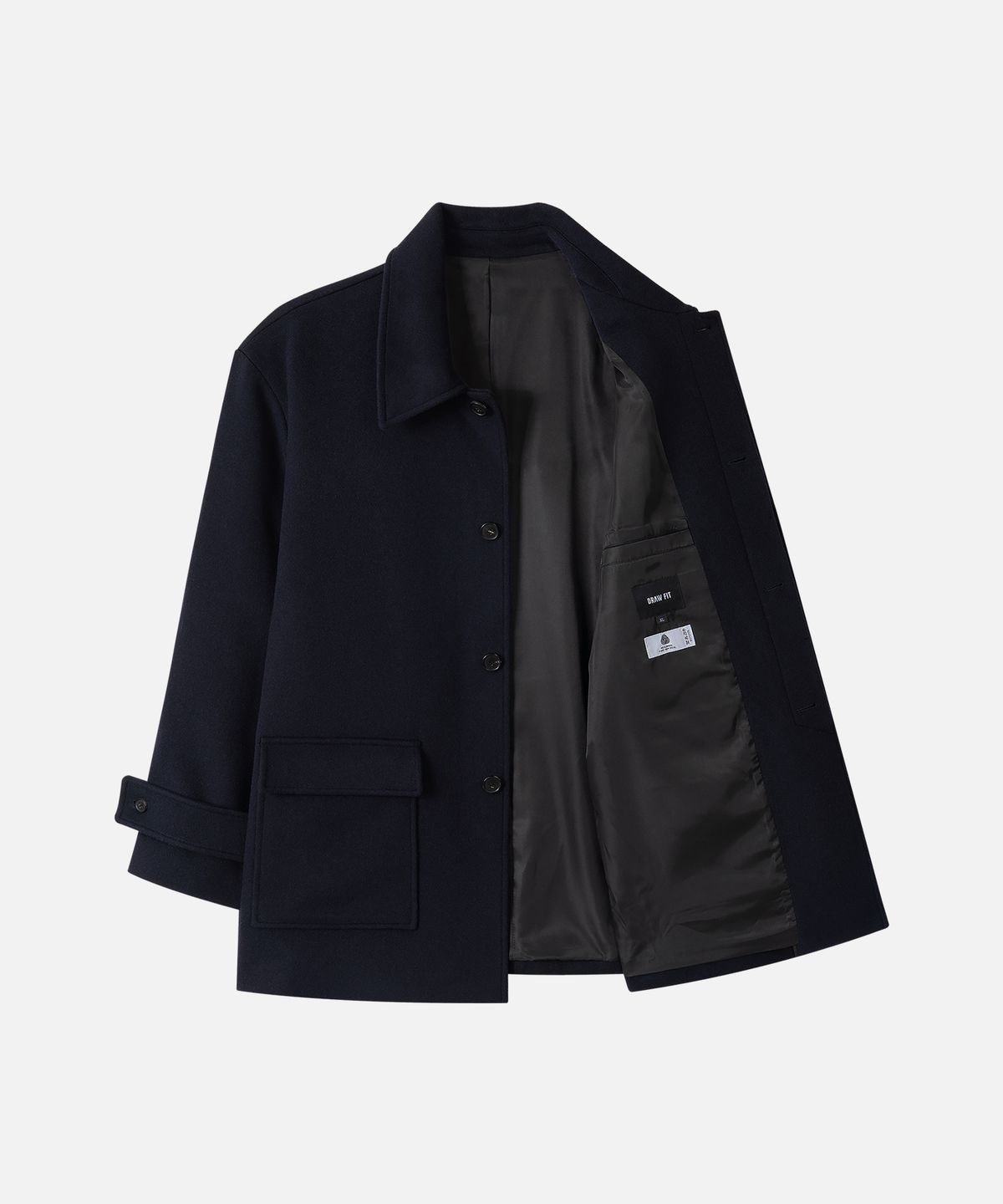 드로우핏(DRAW FIT) 프리미어 퓨어 캐시미어 시티 하프 발마칸 코트 [D.NAVY]