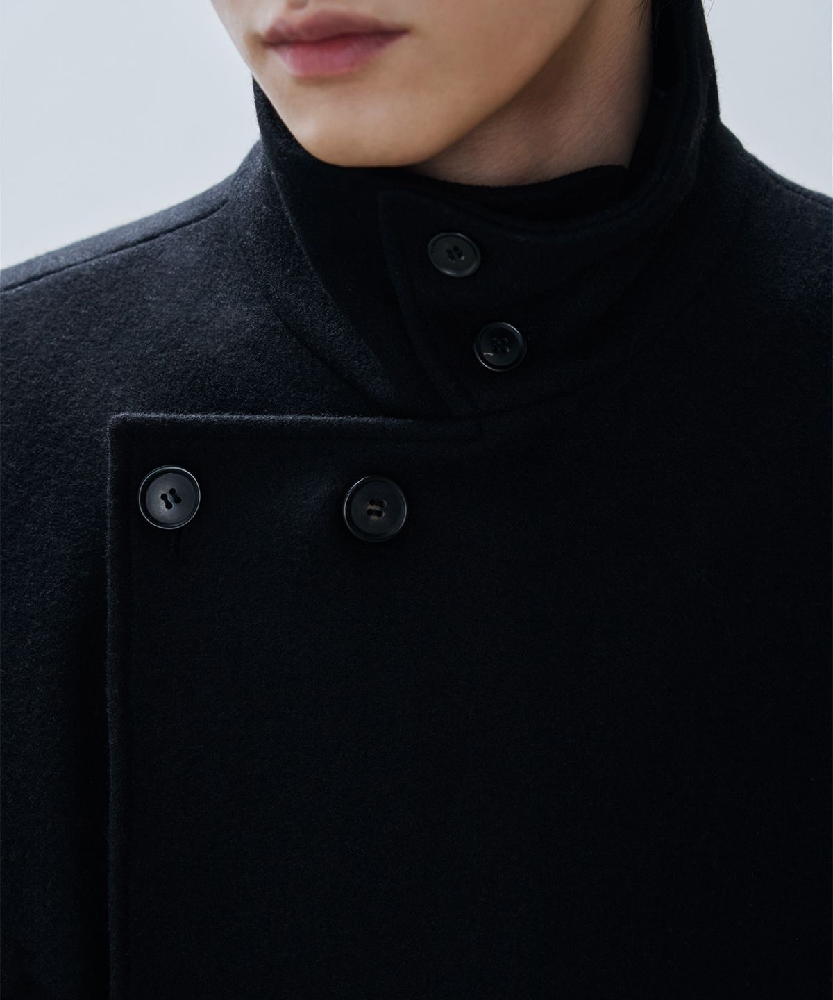 드로우핏(DRAW FIT) 프리미어 울 더블 맥시 랩 코트 [BLACK]