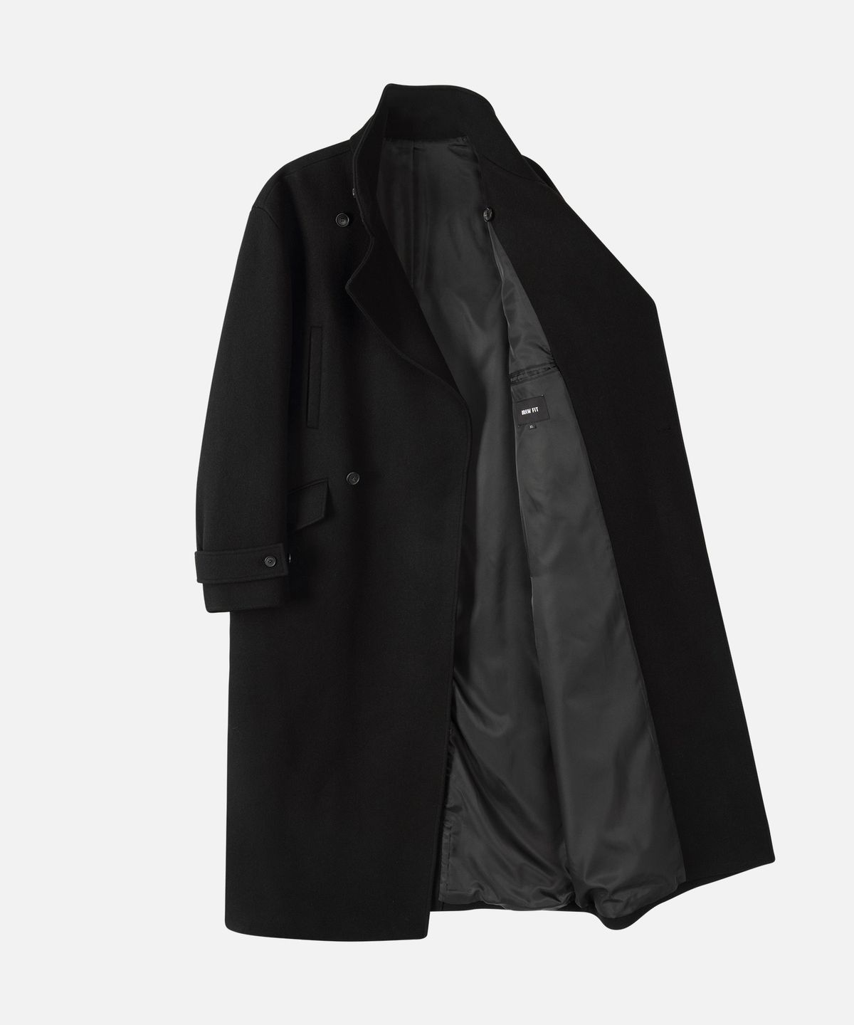 드로우핏(DRAW FIT) 프리미어 울 더블 맥시 랩 코트 [BLACK]