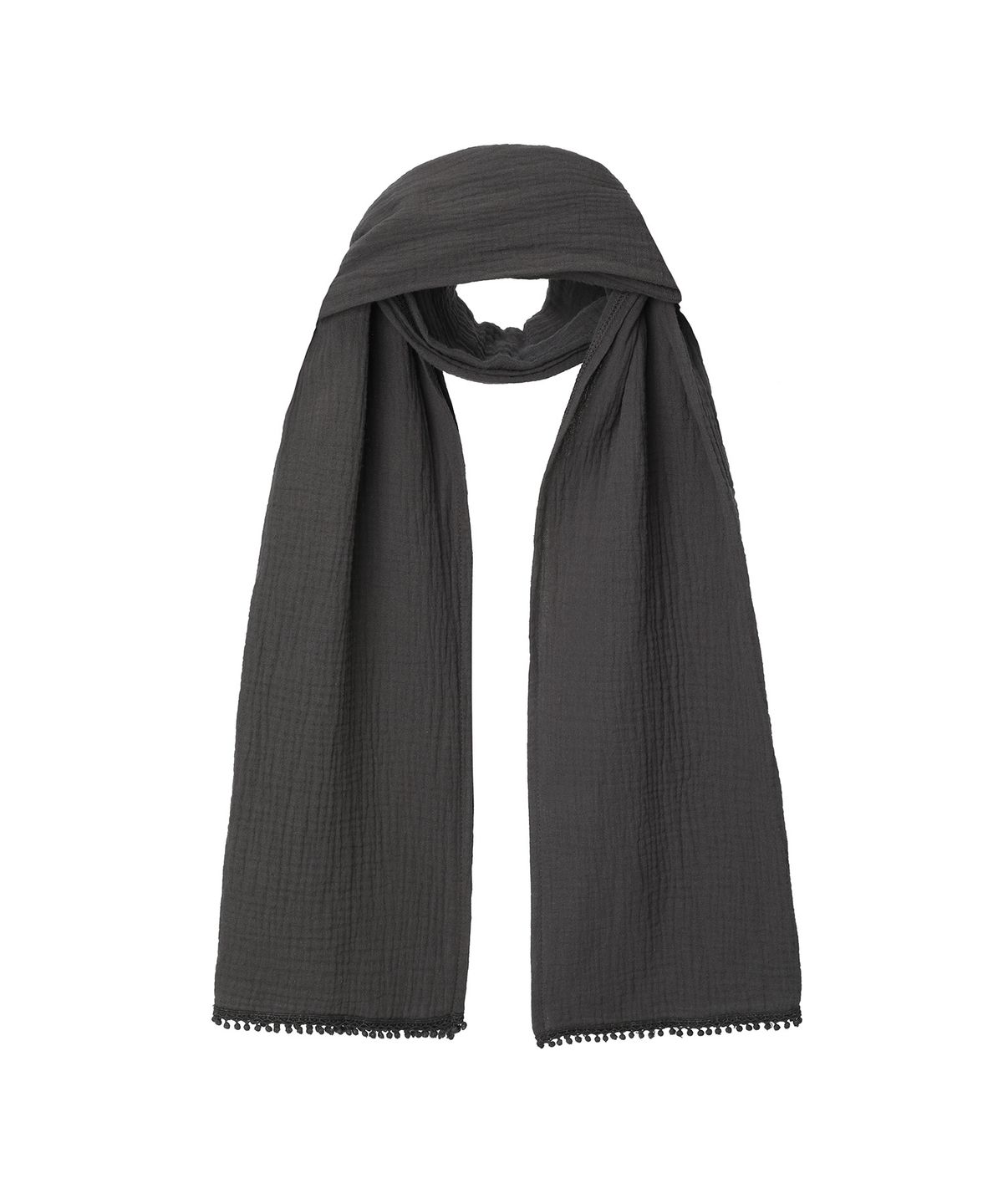 미레코(MIRECO) LACE TASSEL SCARF CHARCOAL