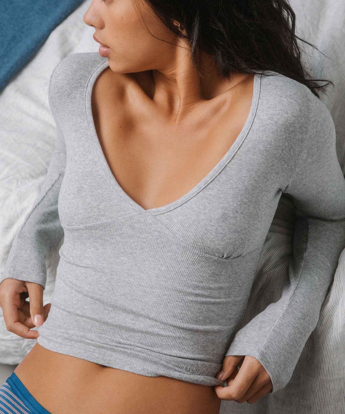 고블린 웨어(GOBLIN WEAR) Cassie V Fitted Long Sleeves(Melange gray)