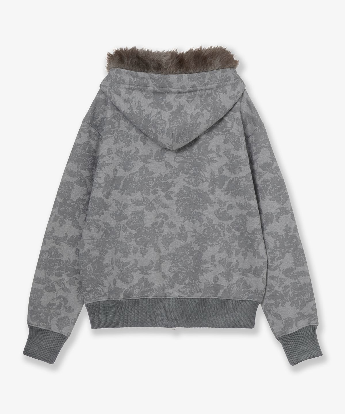 에이이에이이(AEAE) WEB LOGO FUR HOOD ZIP UP [GREY]
