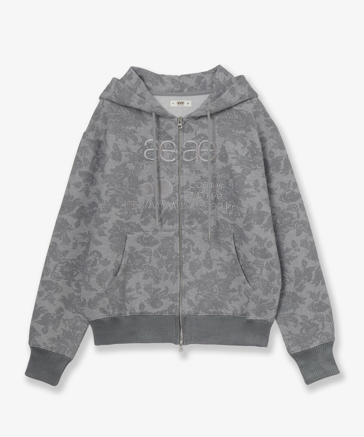 에이이에이이(AEAE) WEB LOGO FUR HOOD ZIP UP [GREY]
