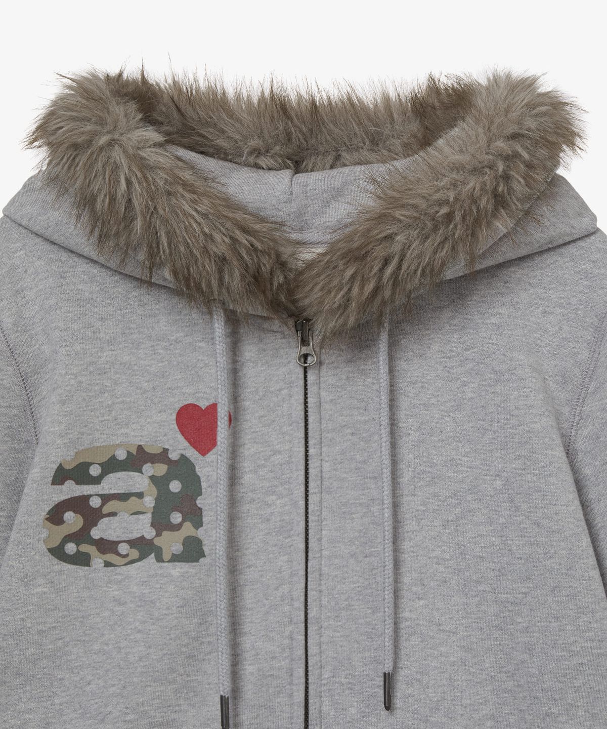에이이에이이(AEAE) FUR DOT SMALL LETTER HOOD ZIP UP [MELANGE GREY]