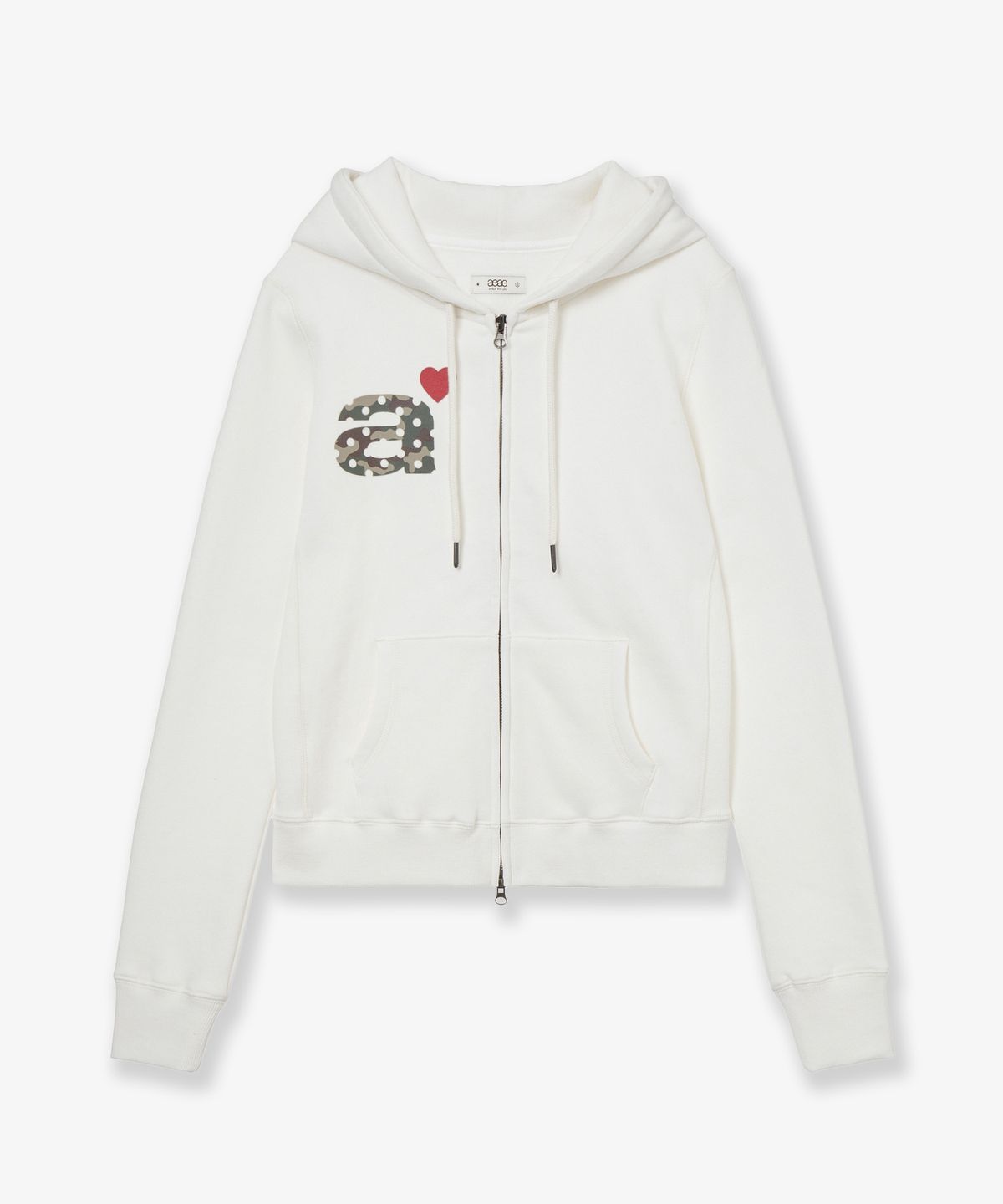 에이이에이이(AEAE) FUR DOT SMALL LETTER HOOD ZIP UP [IVORY]