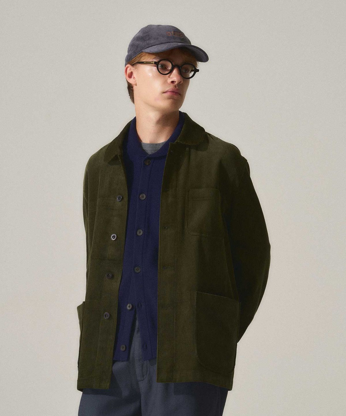 라이즈앤빌로우(RISE&BELOW) EXQ-CORD 코듀로이 워크 재킷 DEEP OLIVE