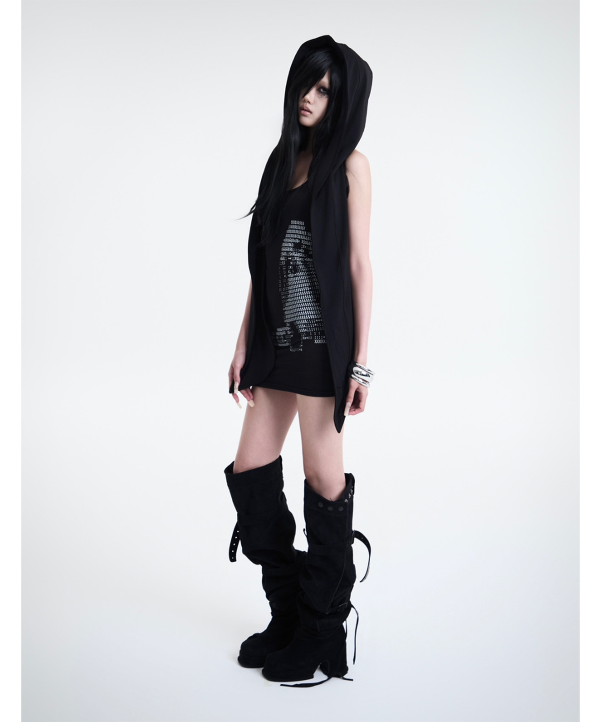 쿄이(KYOIII) GHOST HOOD SCARF(BLACK)