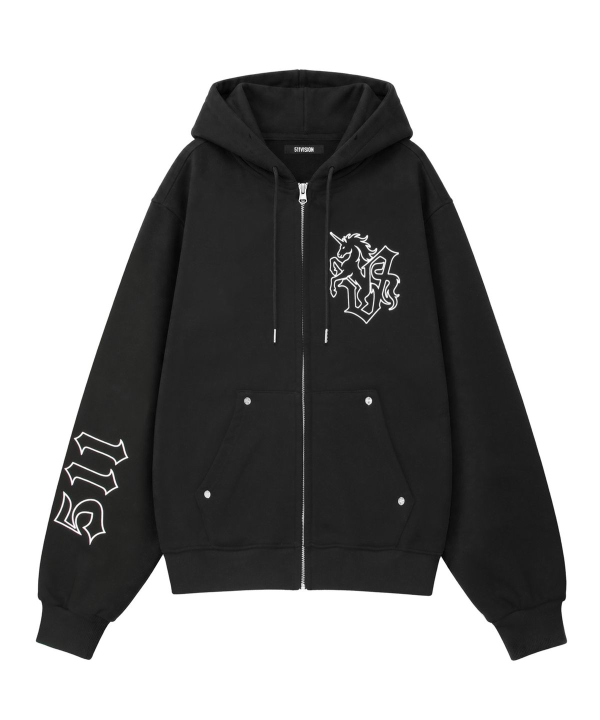 511비전(511VISION) 511RIVET HOOD ZIP-UP, BLACK