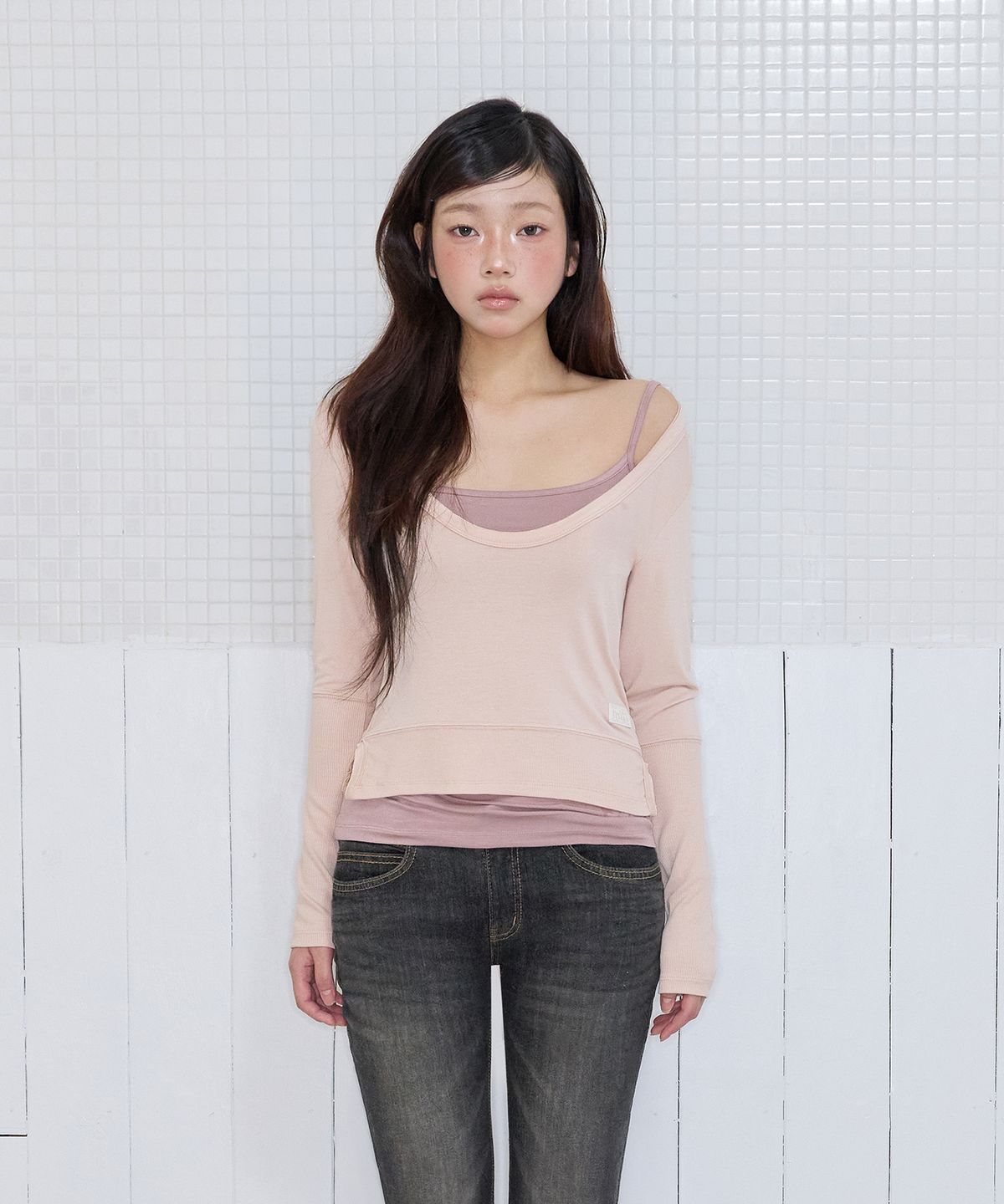 미레코(MIRECO) 2-WAY U-NECK T PINK