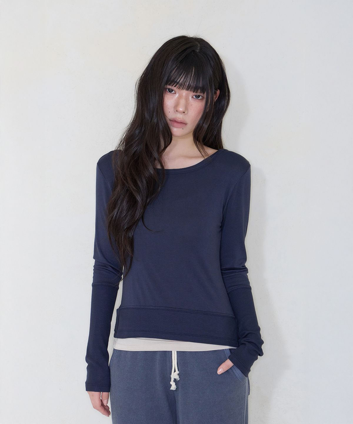 미레코(MIRECO) 2-WAY U-NECK T NAVY