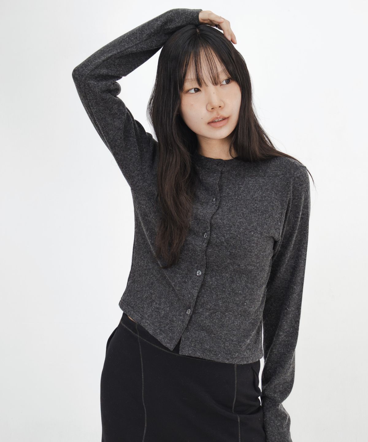 고리(GORI) Angora Wool Cardigan (charcoal)