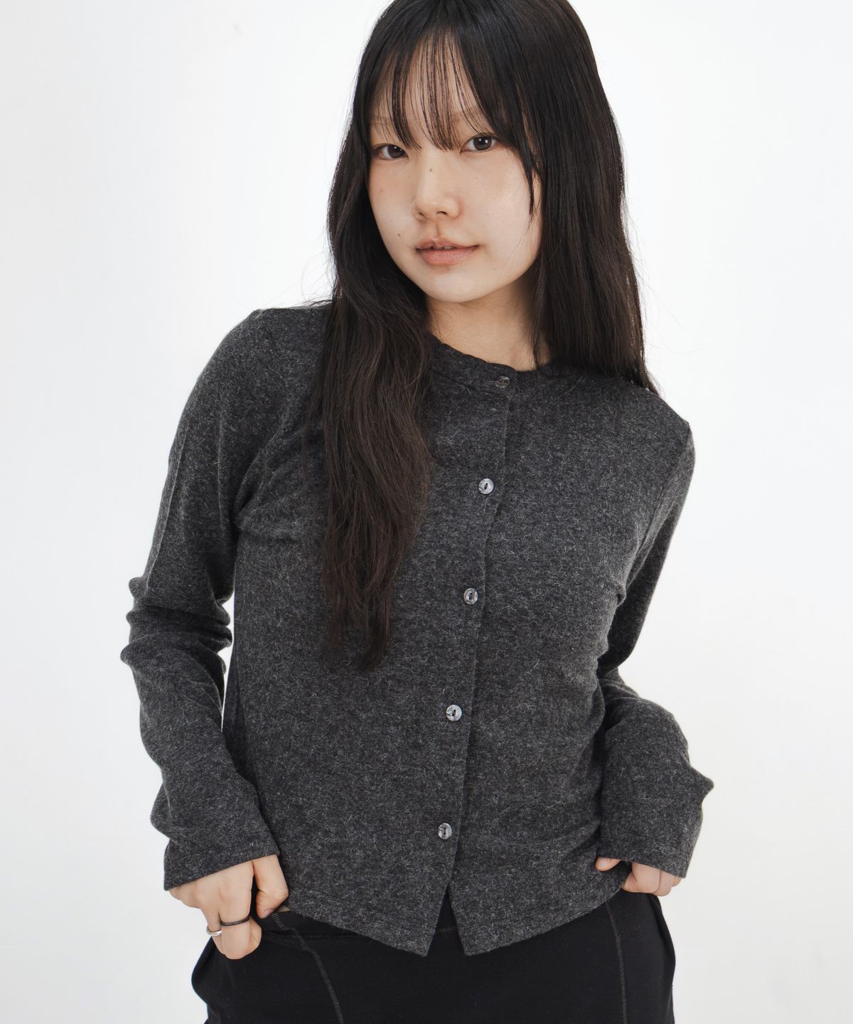 고리(GORI) Angora Wool Cardigan (charcoal)