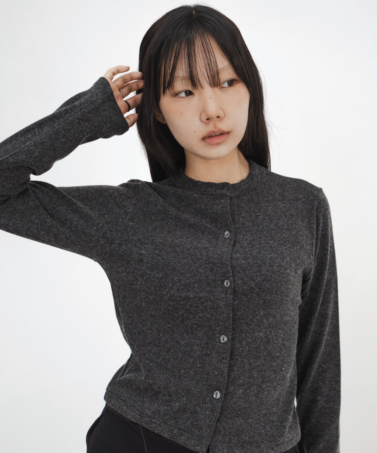 고리(GORI) Angora Wool Cardigan (charcoal)