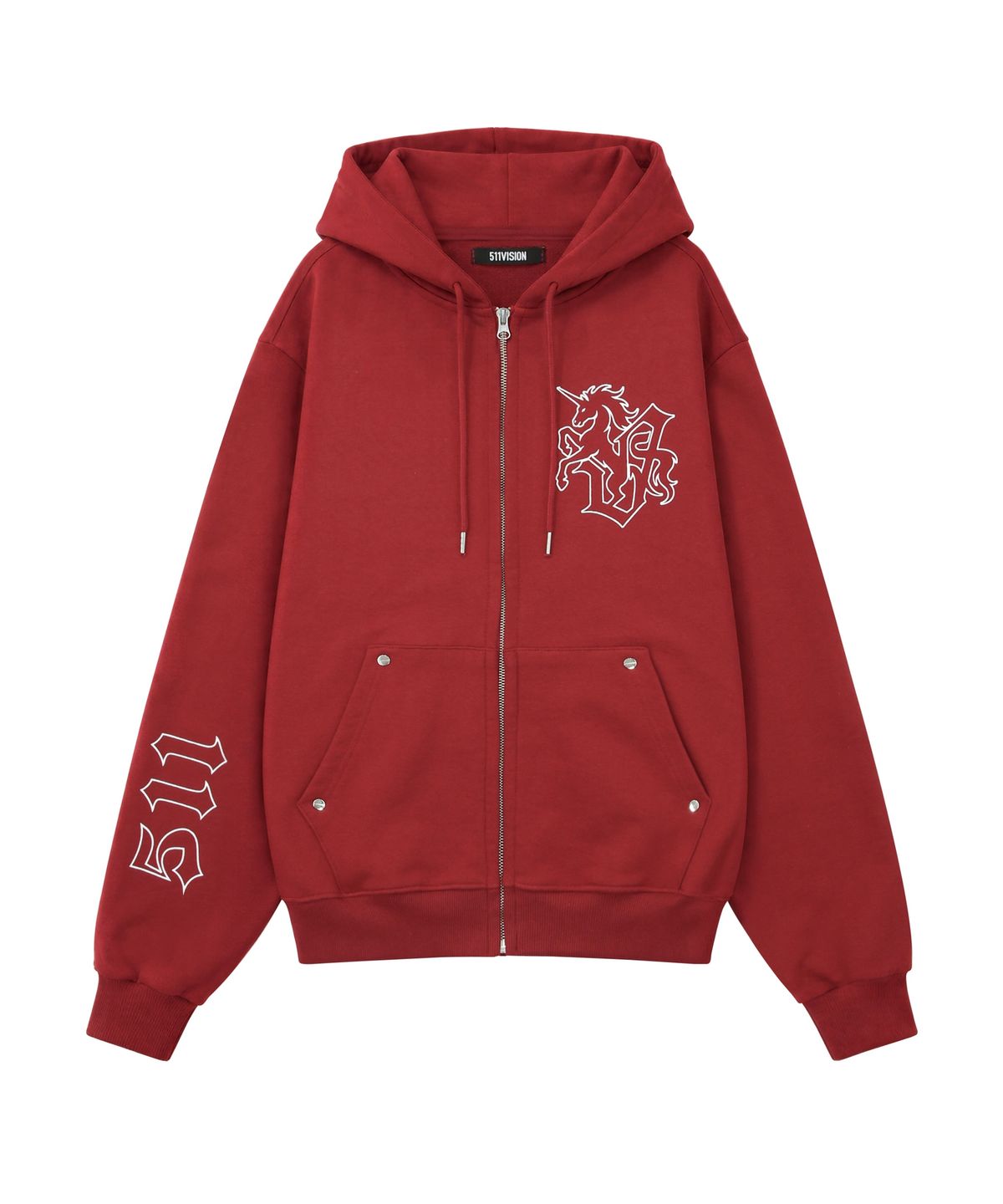 511비전(511VISION) 511 RIVET HOOD ZIP-UP, RED
