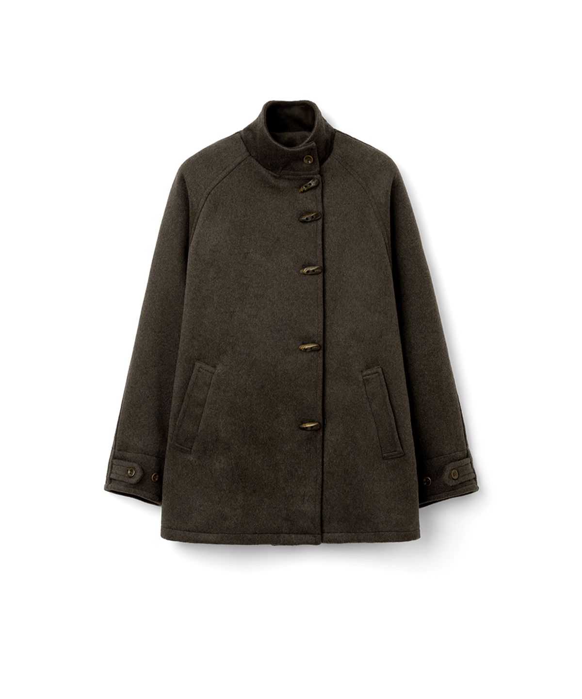 이요우아(IYOWUAH) Wool Blend Duffle Half Coat, Brown