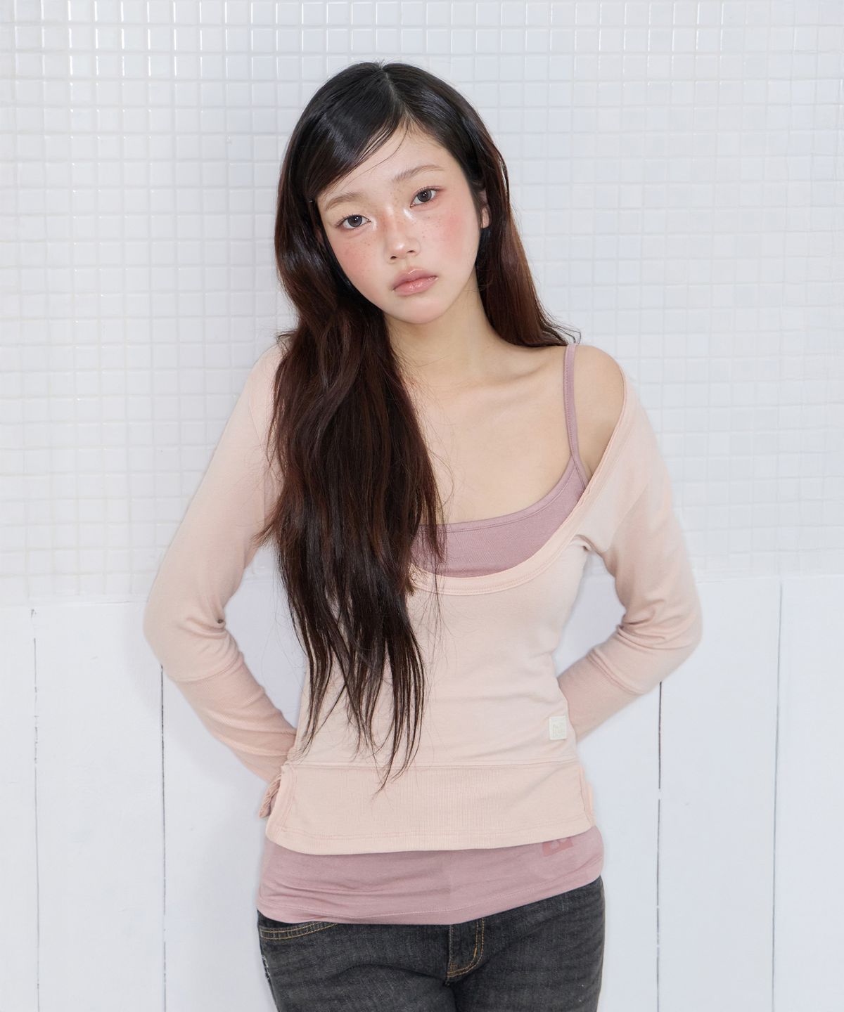 미레코(MIRECO) 2-WAY FLOWER SLEEVELESS PINK