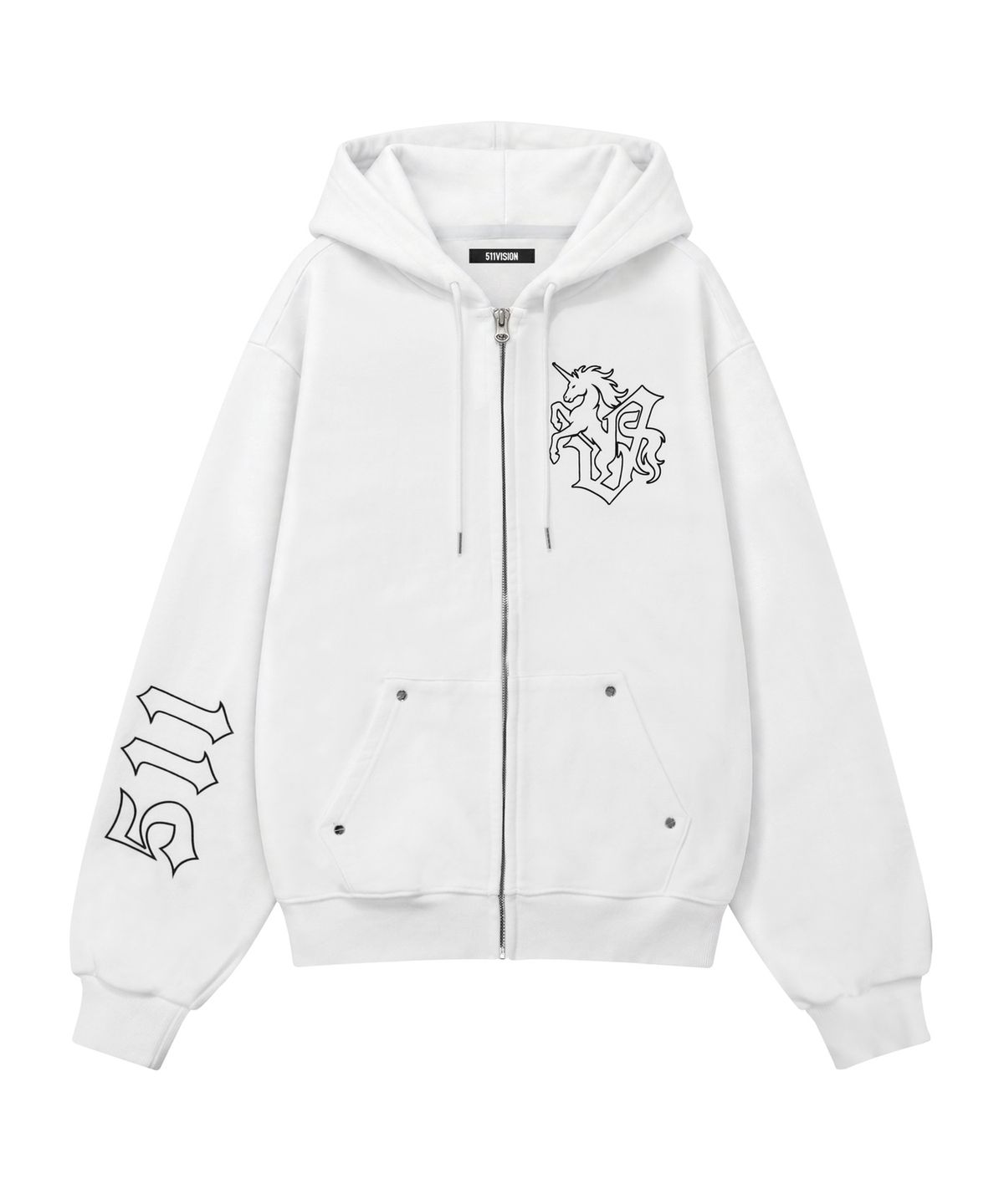 511비전(511VISION) 511 RIVET HOOD ZIP-UP, WHITE
