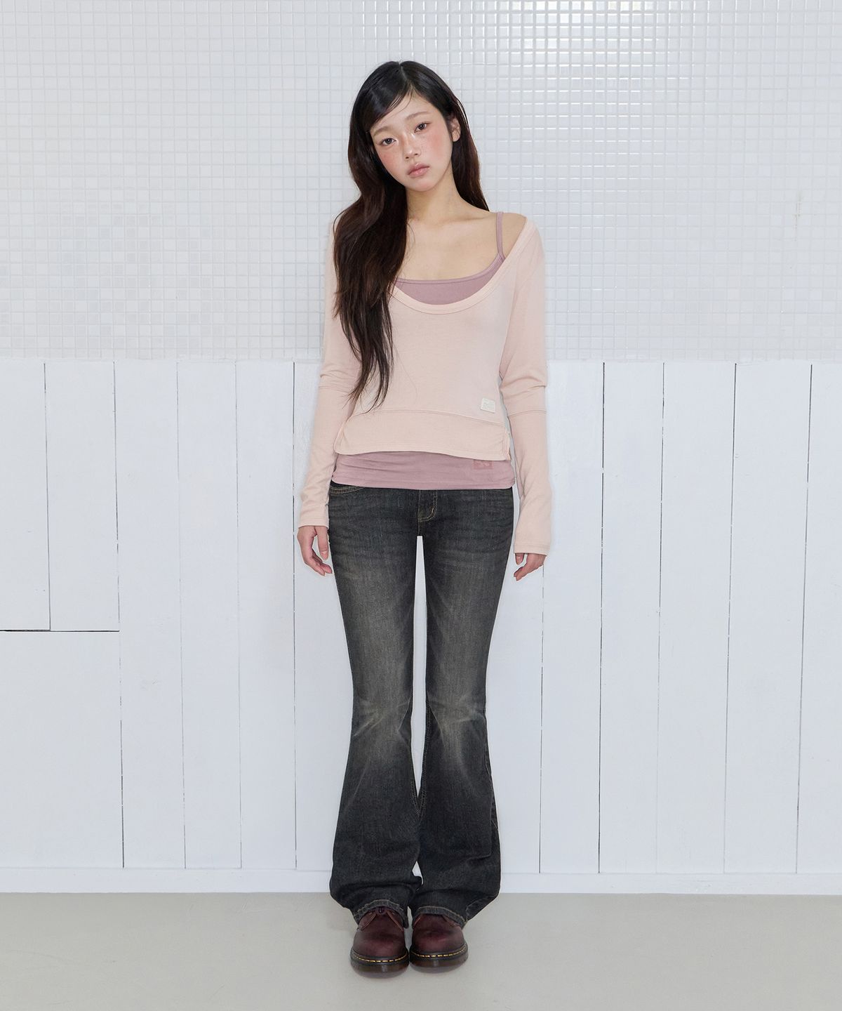 미레코(MIRECO) DOUBLE LOW-RISE BOOTCUT PT DARK GREY