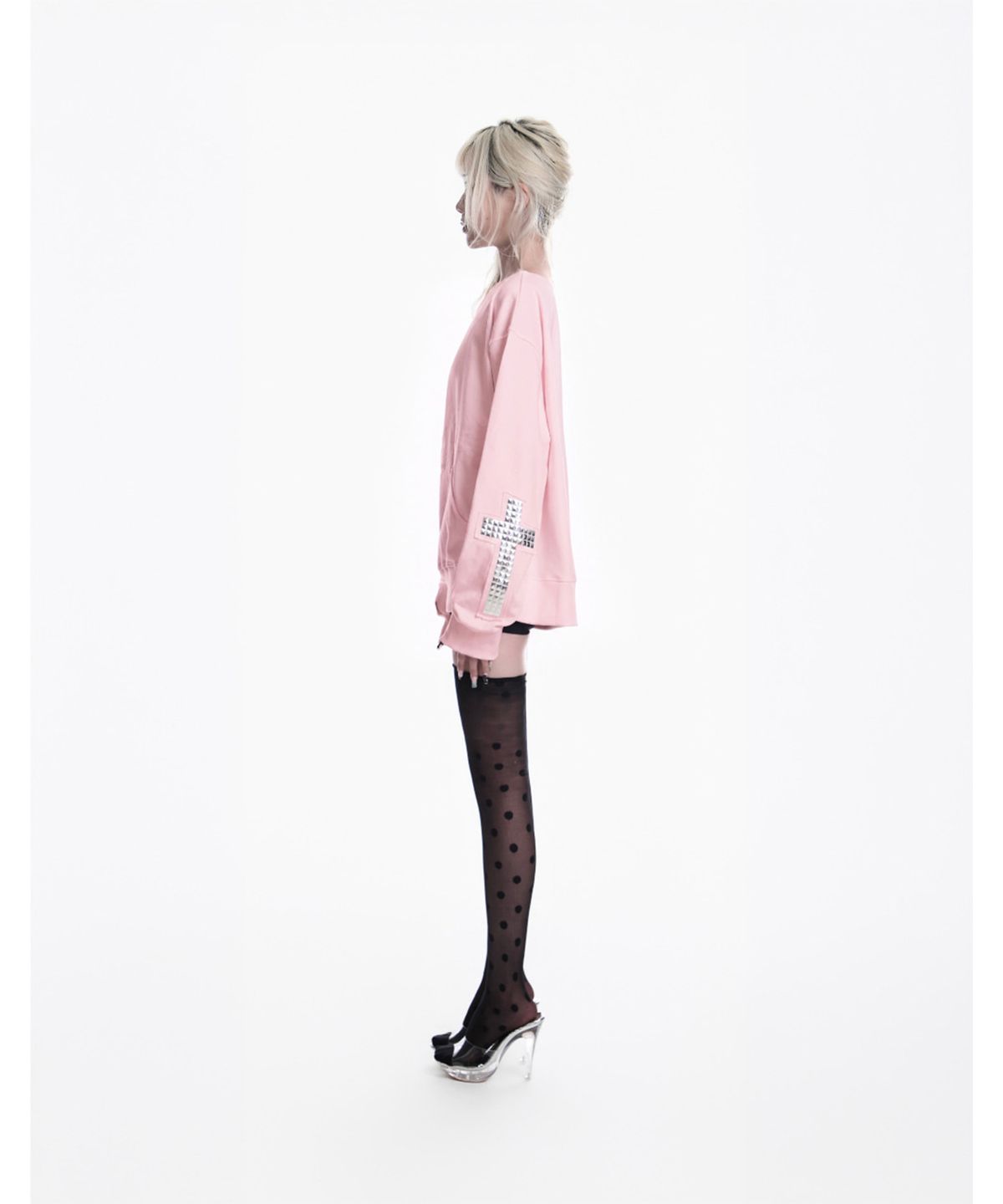 쿄이(KYOIII) CROSS SHOULDER SWEATSHIRT(PINK)