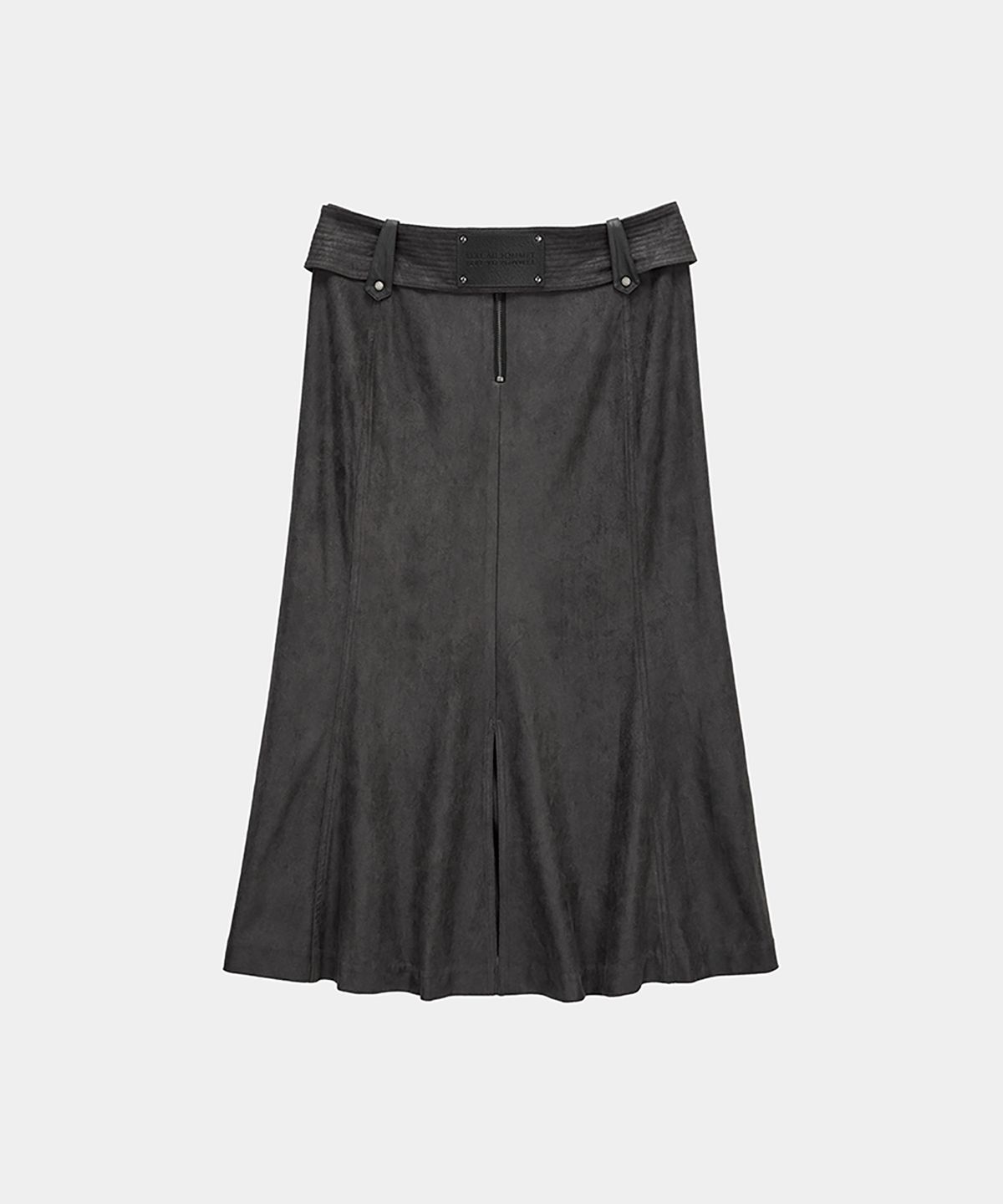 에트오소메(ETRE AU SOMMET) Suede Belt Low Rise Long Skirt (Charcoal)