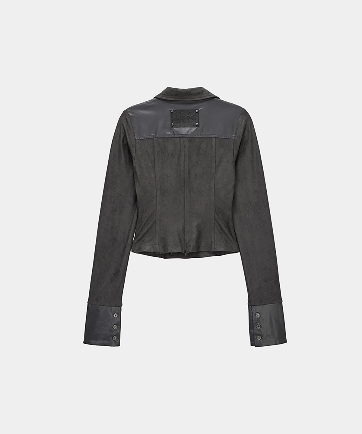 에트오소메(ETRE AU SOMMET) Drape Suede Shirring Blouse (Charcoal)