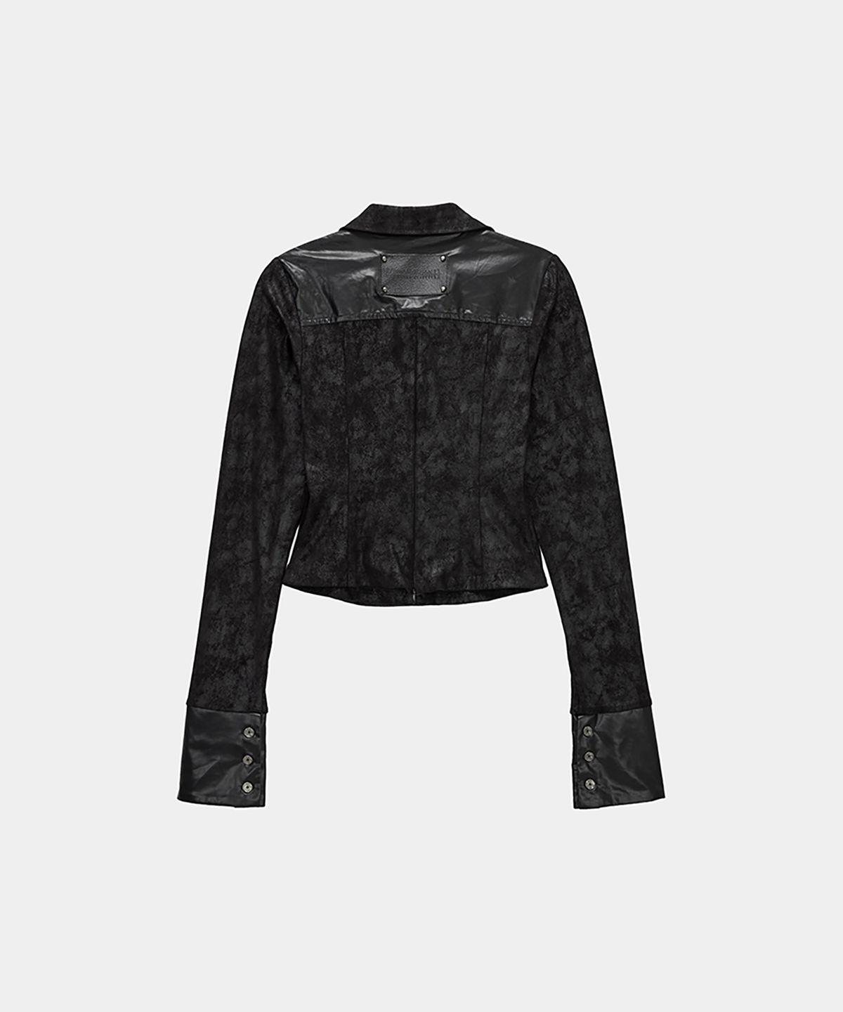 에트오소메(ETRE AU SOMMET) Drape Suede Shirring Blouse (Black)
