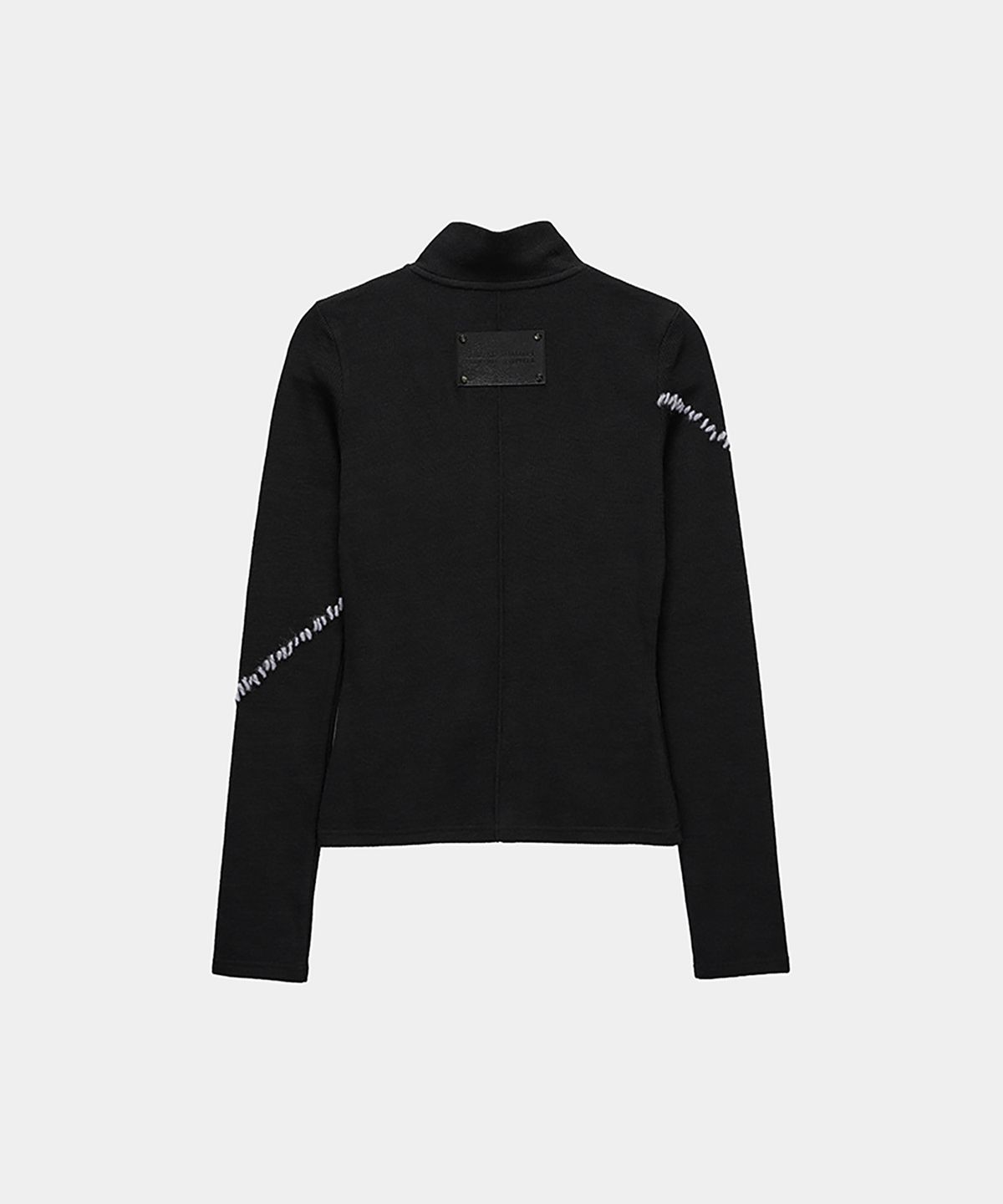 에트오소메(ETRE AU SOMMET) Contrast Stitch Zip-Up Long Sleeve (Black)
