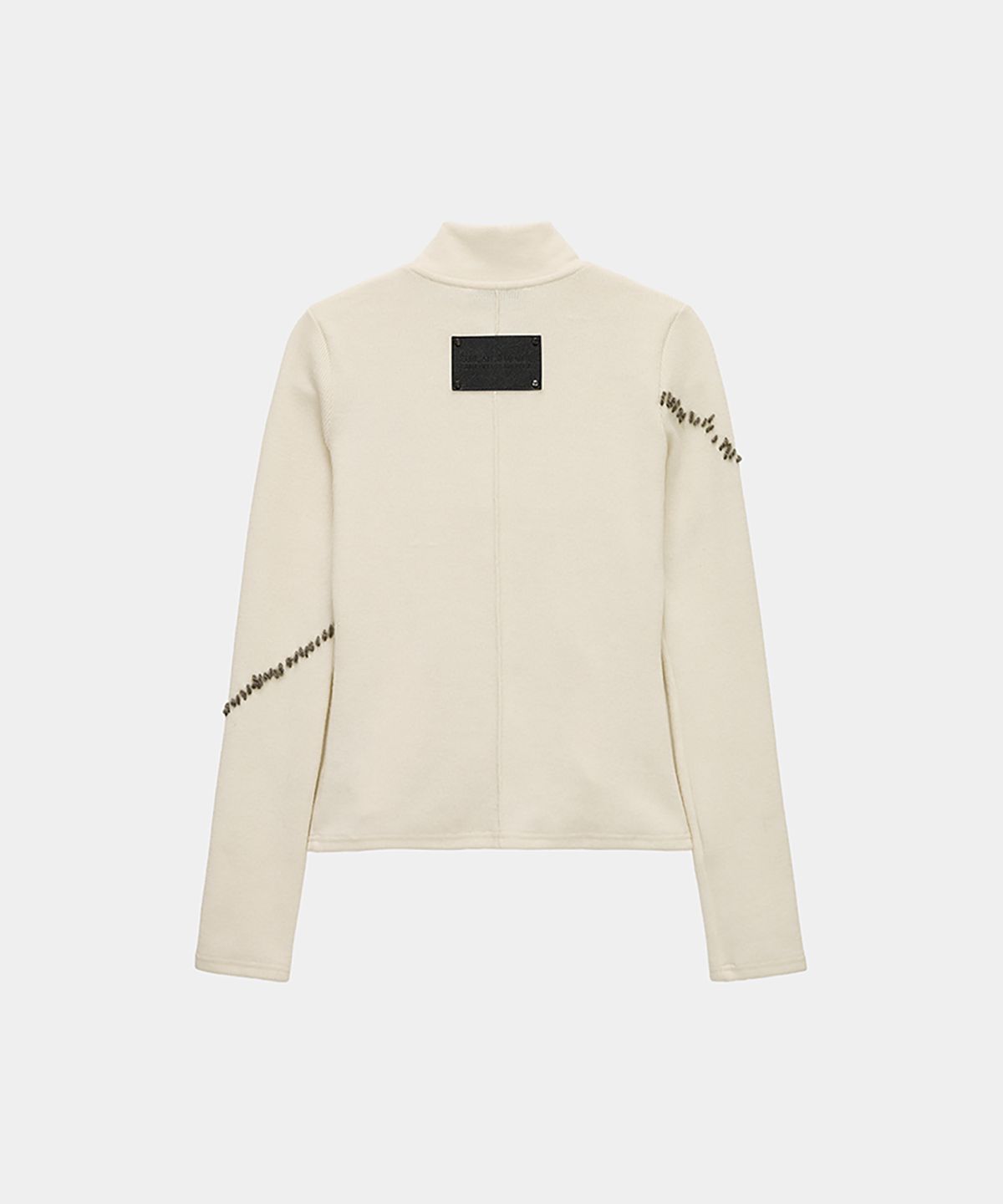 에트오소메(ETRE AU SOMMET) Contrast Stitch Zip-Up Long Sleeve (Ivory)