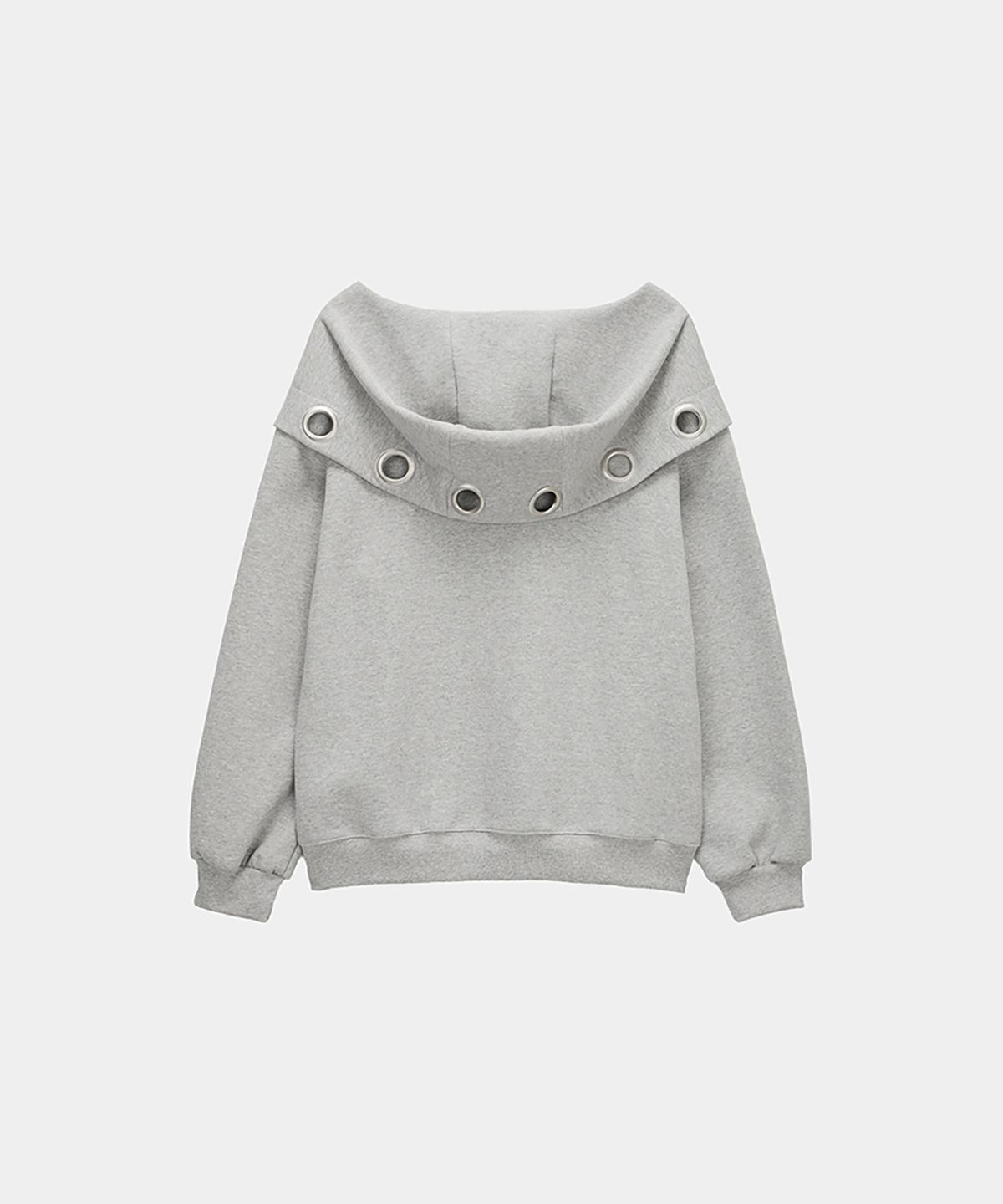 에트오소메(ETRE AU SOMMET) Off Shoulder Hood Layer Sweatshirt (Gray)