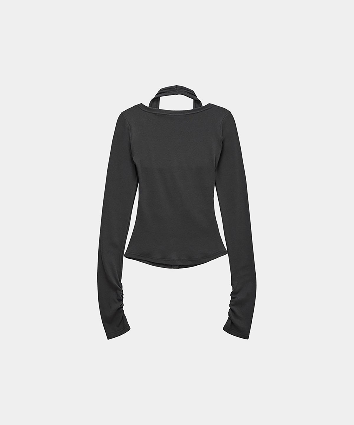 에트오소메(ETRE AU SOMMET) Halter Neck Slim Cardigan (Charcoal)