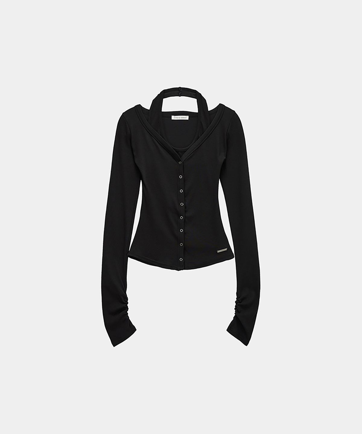 에트오소메(ETRE AU SOMMET) Halter Neck Slim Cardigan (Black)