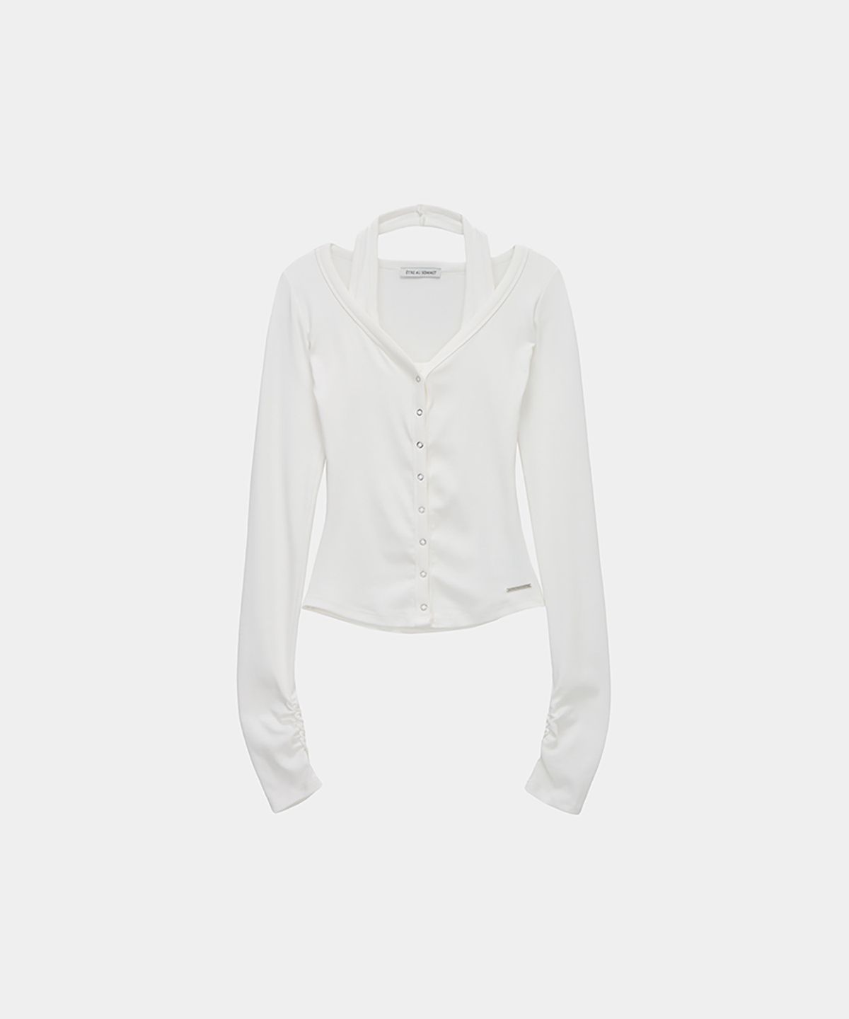 에트오소메(ETRE AU SOMMET) Halter Neck Slim Cardigan (Ivory)