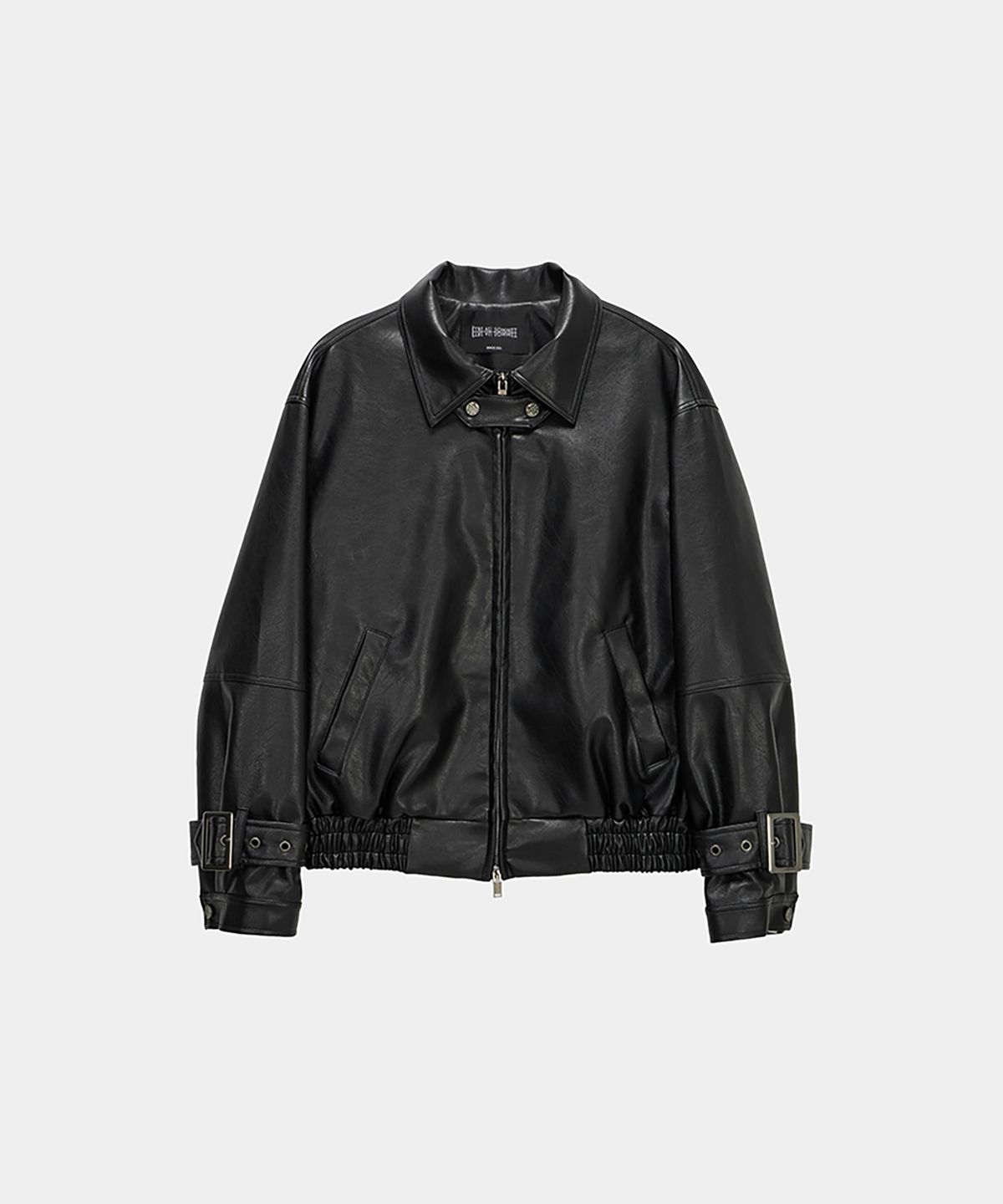 에트오소메(ETRE AU SOMMET) Cross Lace Leather Jumper (Black)