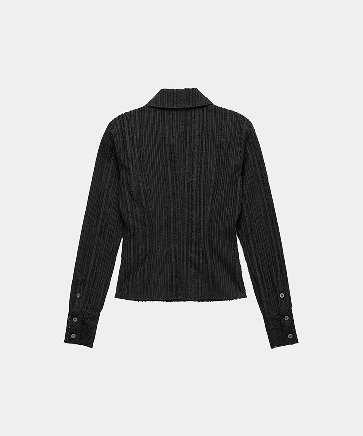 에트오소메(ETRE AU SOMMET) Lace Panel Slim Shirt (black)