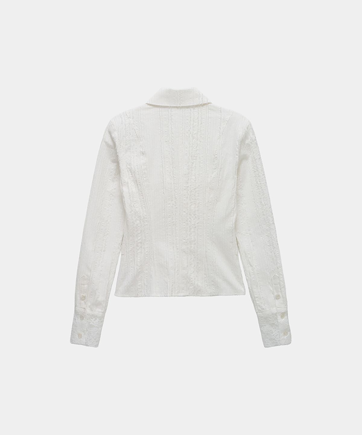 에트오소메(ETRE AU SOMMET) Lace Panel Slim Shirt (White)