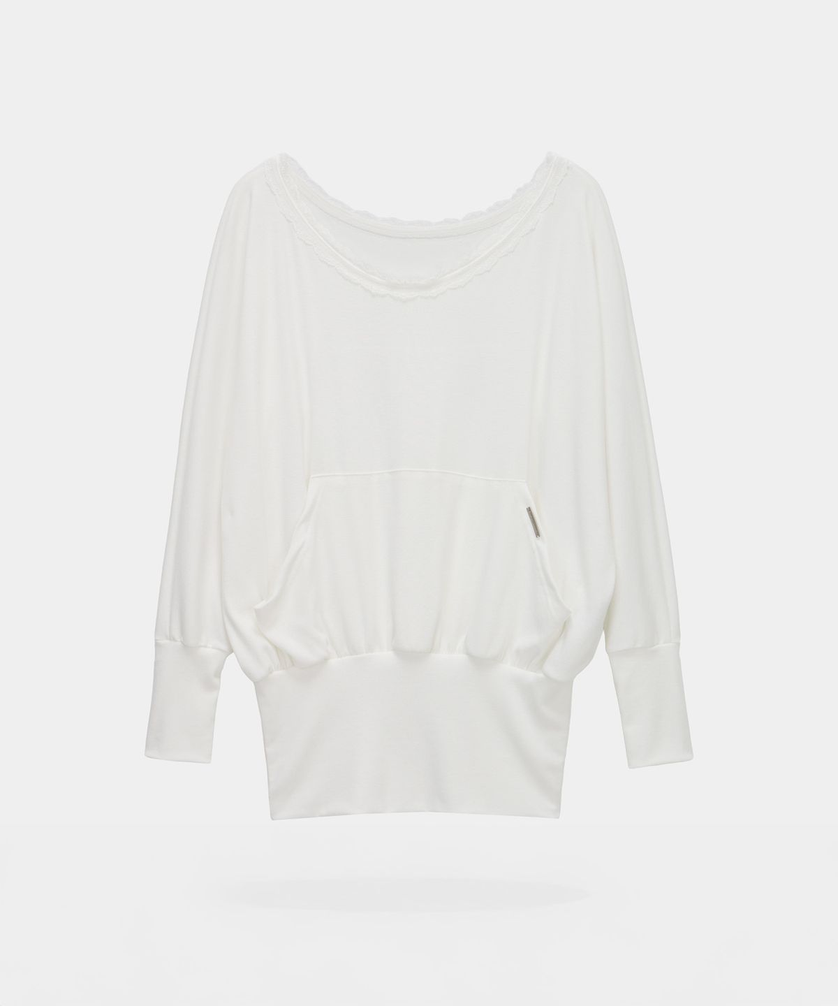 에트오소메(ETRE AU SOMMET) Lace Drape Off-Shoulder Top (White)