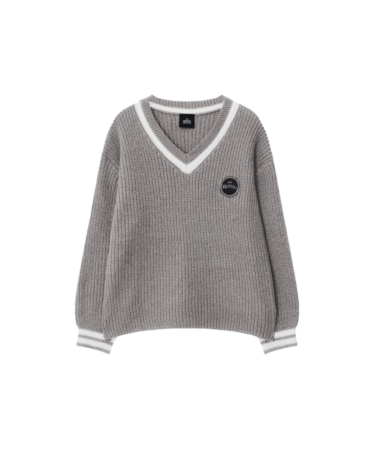 커뮨더웨어(KOMMUNTHEWEAR) KOMMUN VNECK KNIT SET GREY 커뮨 브이넥 니트 셋트 그레이