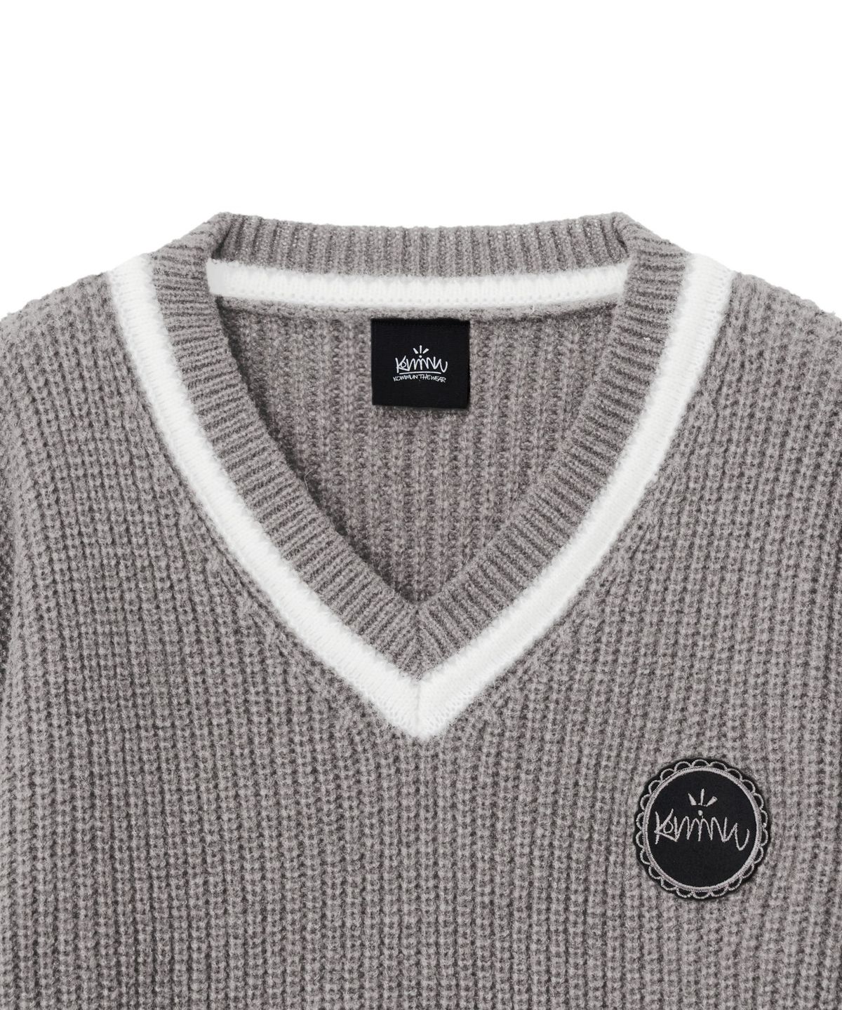 커뮨더웨어(KOMMUNTHEWEAR) KOMMUN VNECK KNIT SET GREY 커뮨 브이넥 니트 셋트 그레이