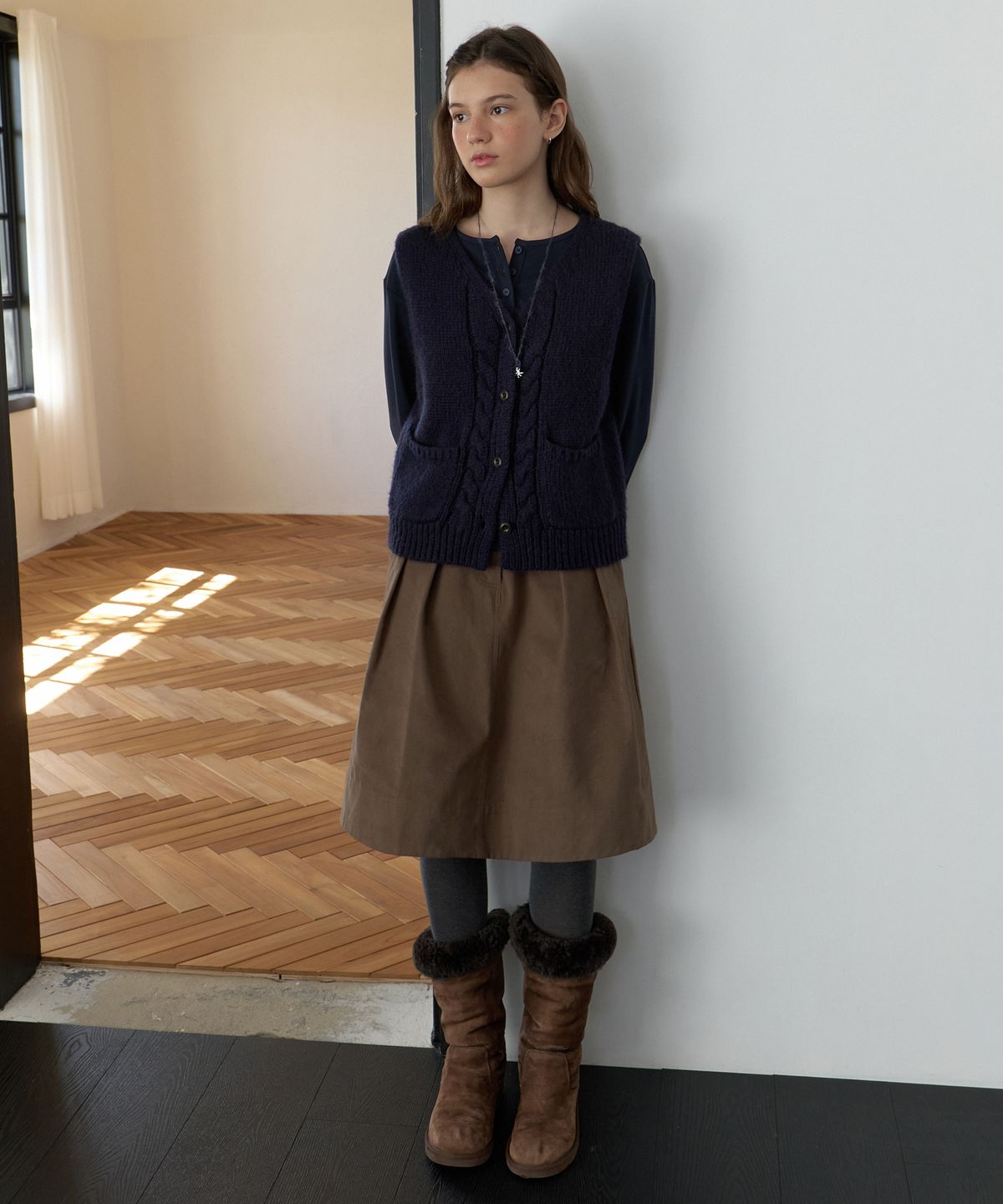 더미튼(THEMITTEN) Arbor knit vest (navy)