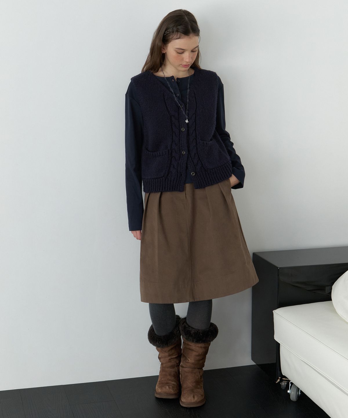 더미튼(THEMITTEN) Arbor knit vest (navy)