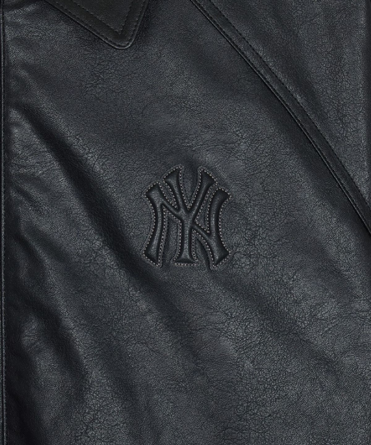 엠엘비(MLB) 빈티지 페이크 레더자켓 NY (Black)