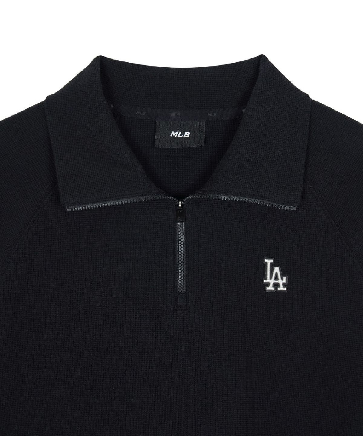 엠엘비(MLB) 여성 베이직 와플 반집업 맨투맨 LA (Black)