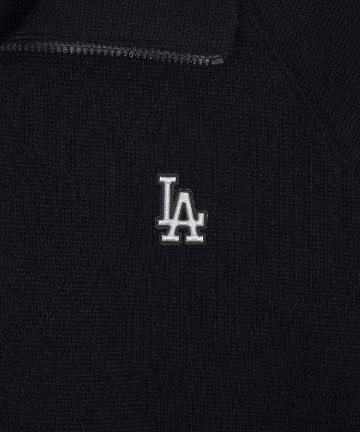 엠엘비(MLB) 여성 베이직 와플 반집업 맨투맨 LA (Black)