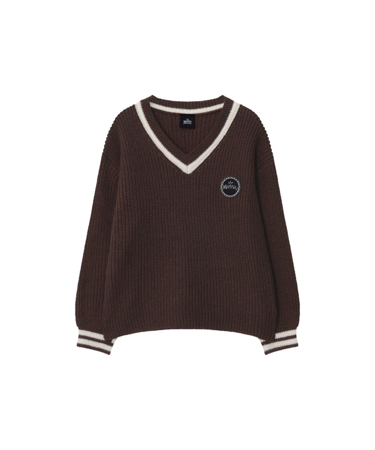 커뮨더웨어(KOMMUNTHEWEAR) KOMMUN VNECK KNIT SET BROWN 커뮨 브이넥 니트 셋트 브라운