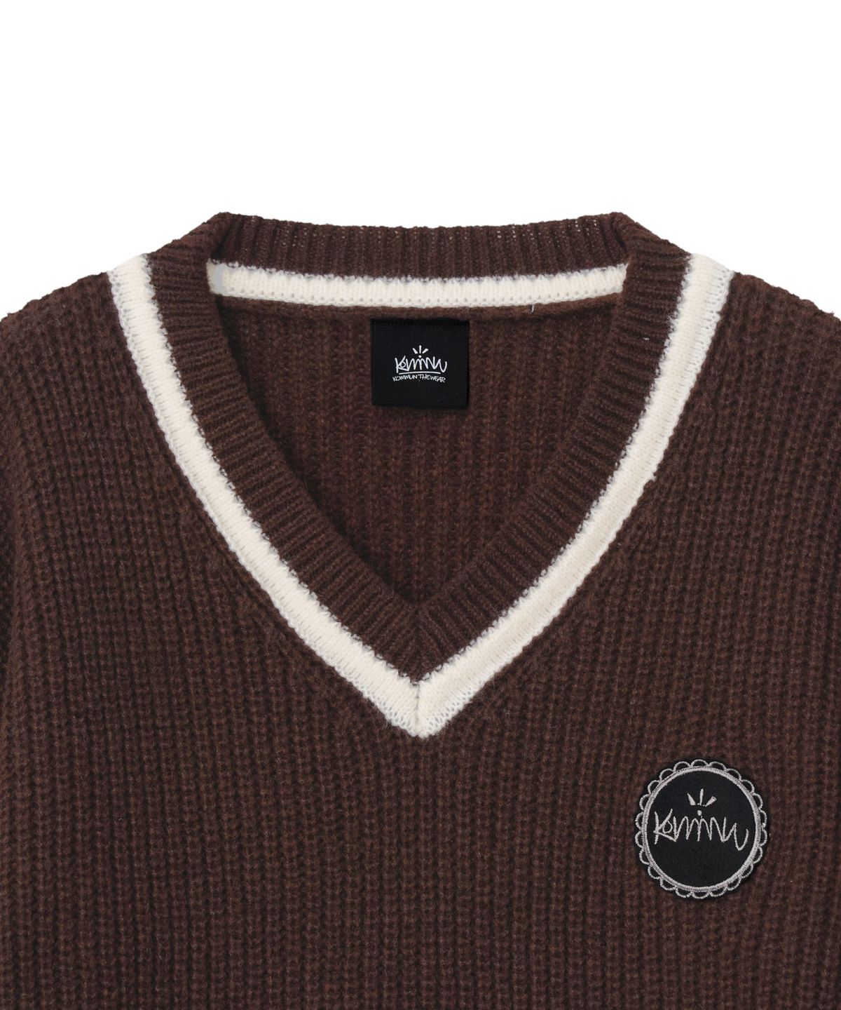 커뮨더웨어(KOMMUNTHEWEAR) KOMMUN VNECK KNIT SET BROWN 커뮨 브이넥 니트 셋트 브라운