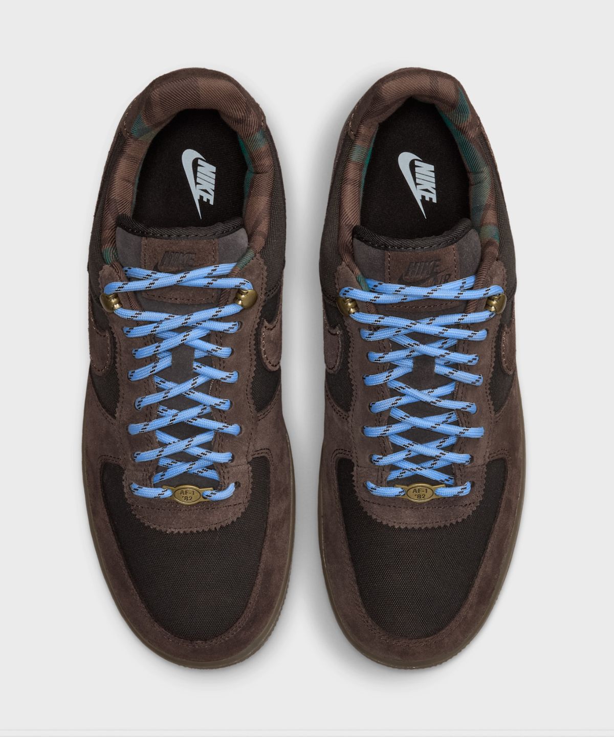 나이키(NIKE) 에어 포스 1 07 LV8 M - 쉐도우 헤더:검 미디엄 브라운:라이트 아머리 블루:바로크 브라운 / IZ4702-235