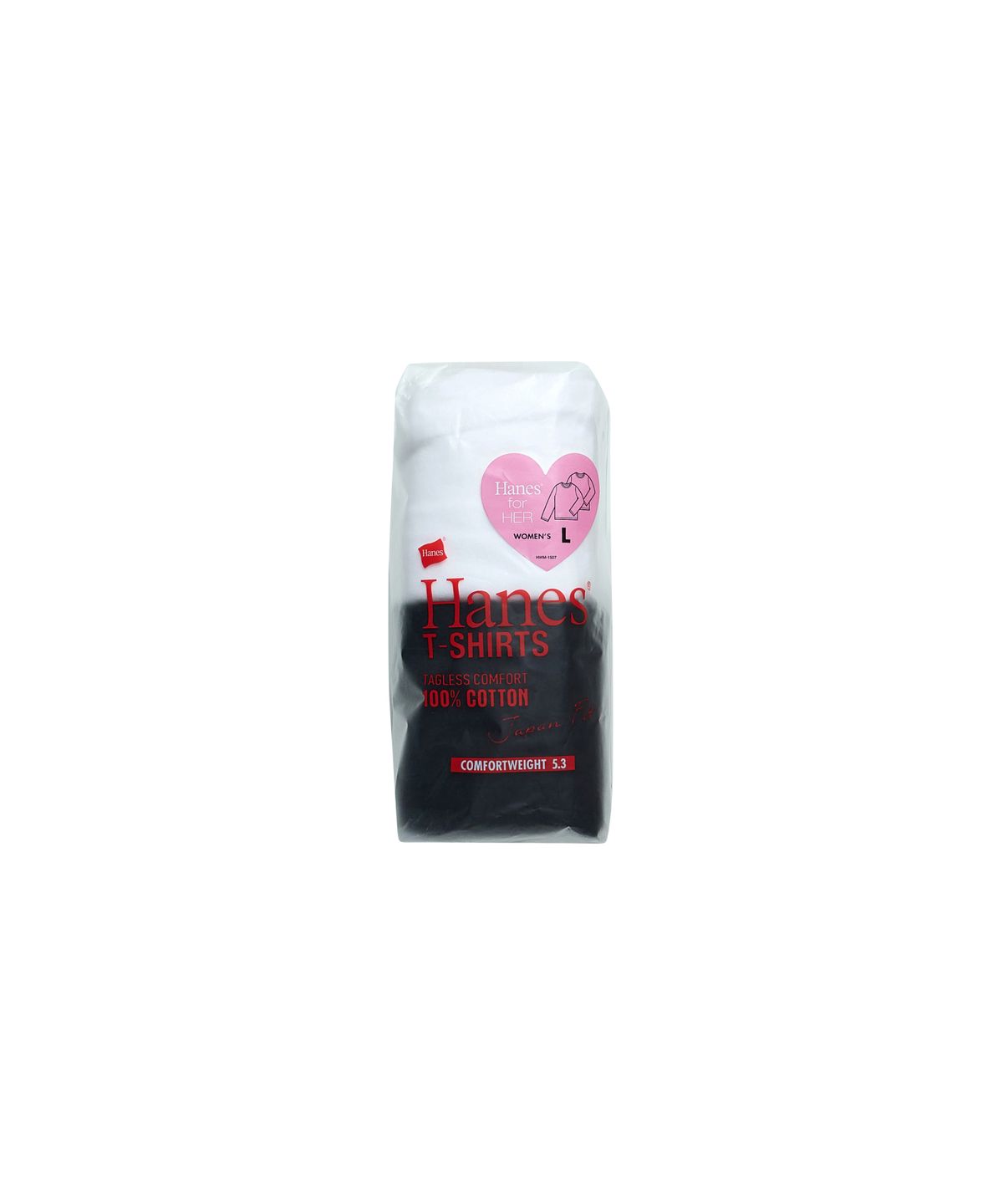 헤인즈(HANES) 2P 재팬 핏 for HER 크루넥 롱 슬리브 티셔츠 블랙 X 화이트